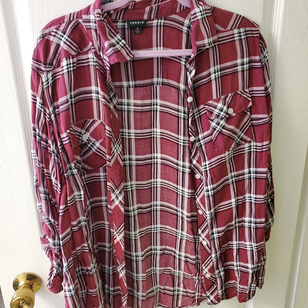 Torrid Maroon Plaid shirt